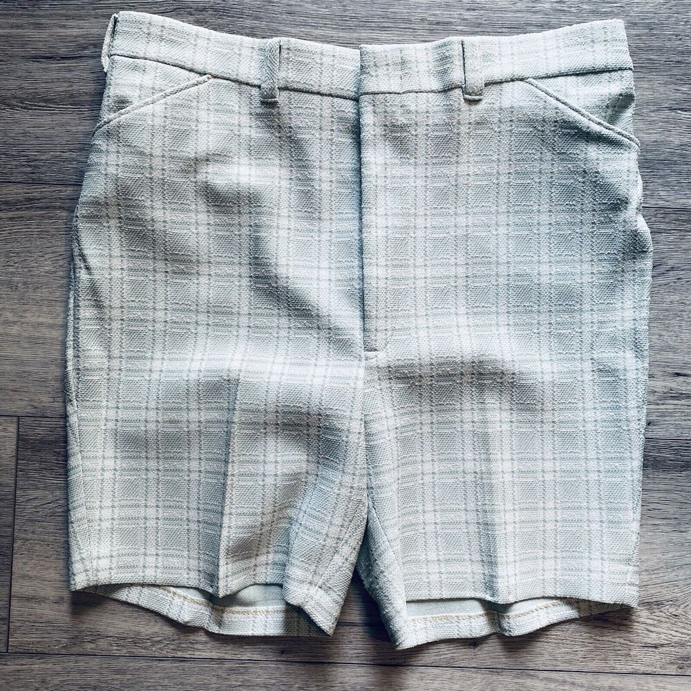 Vintage 70s Sears Golf Shorts 36 Green Plaid Plaid Preppy Country Club Grandpa